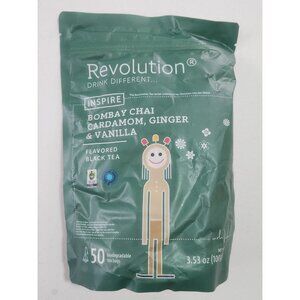 Revolution Bombay Chai Cardamom Ginger Vanilla Flavored Black Tea 50 Tea Bags